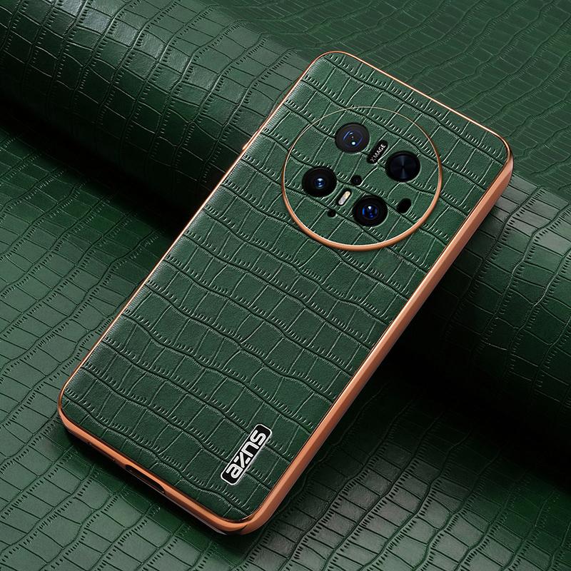 Huawei Mate 70 Pro/70 Pro+ Luxury Case - Electroplated Frame, Crocodile Texture Leather, Full Coverage Protection, Anti-Fingerprint & Shockproof