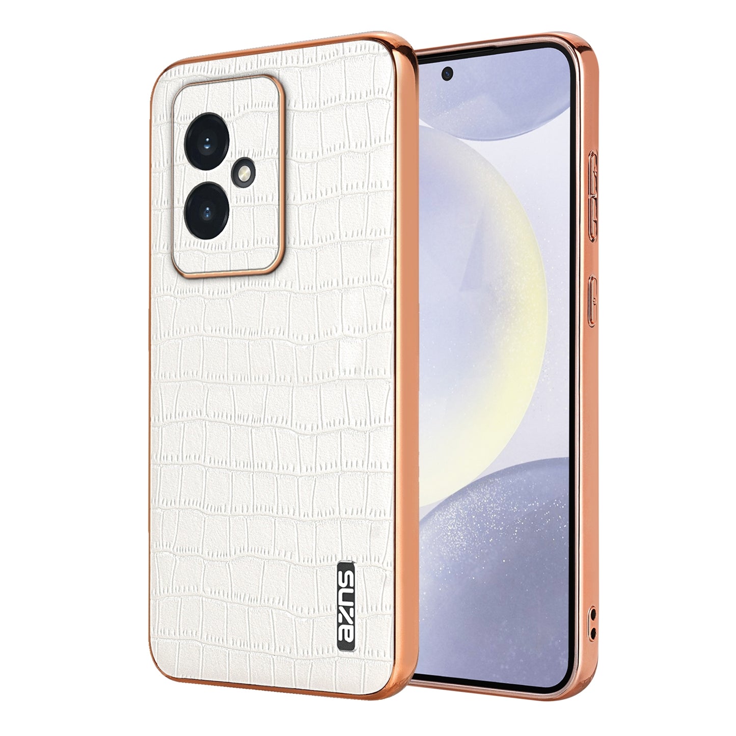 Honor 100 Luxury Case - Electroplated Frame, Crocodile Texture Leather, Full Coverage Protection, Anti-Fingerprint & Shockproof