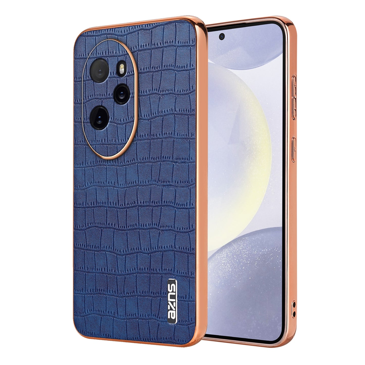 Honor 100 Pro Luxury Case - Electroplated Frame, Crocodile Texture Leather, Full Coverage Protection, Anti-Fingerprint & Shockproof