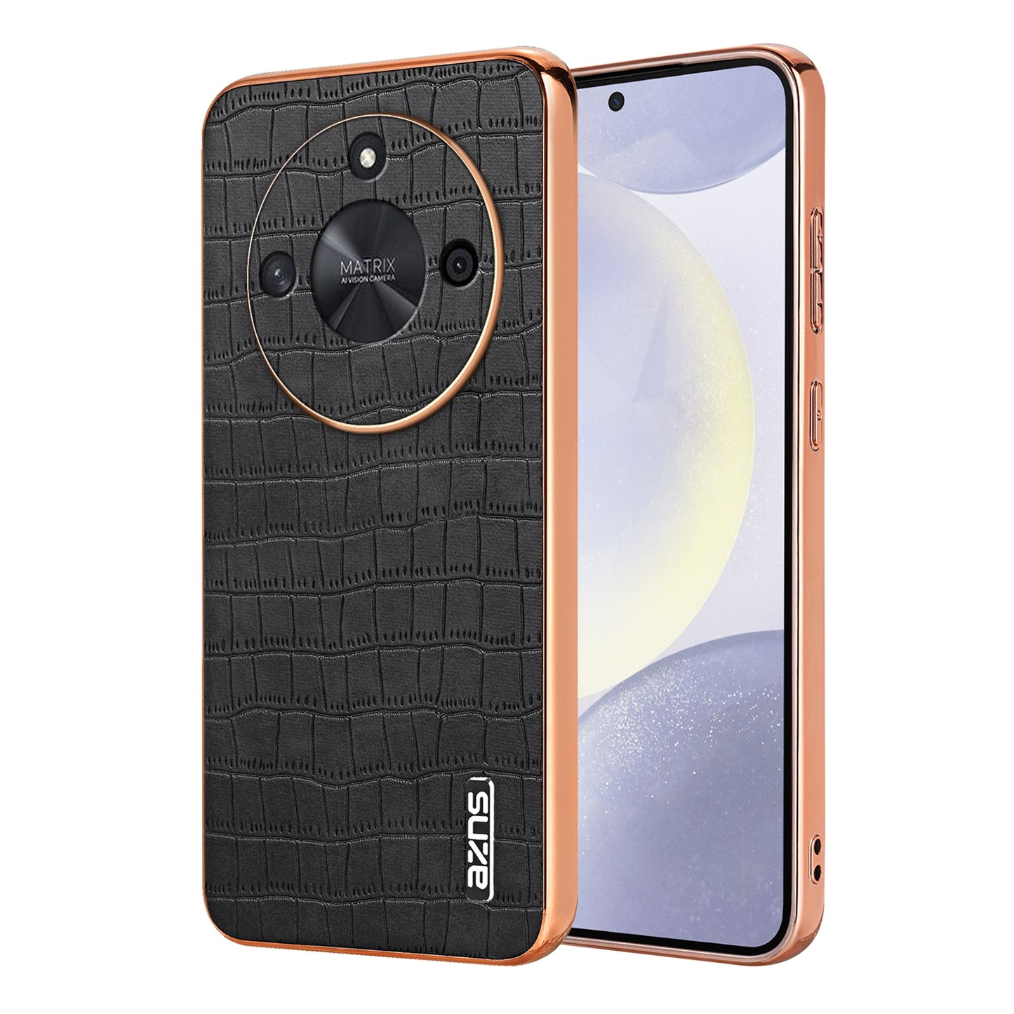Honor X50/X50 Pro Luxury Case - Electroplated Frame, Crocodile Texture Leather, Full Coverage Protection, Anti-Fingerprint & Shockproof