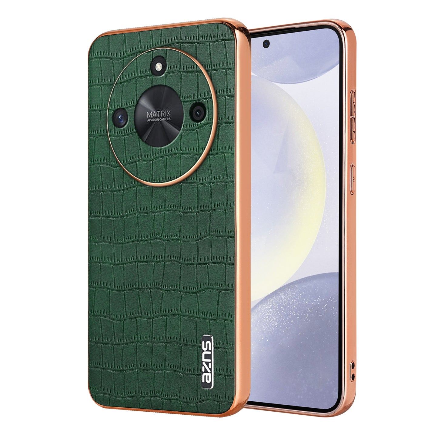 Honor X50 GT Luxury Case - Electroplated Frame, Crocodile Texture Leather, Full Coverage Protection, Anti-Fingerprint & Shockproof