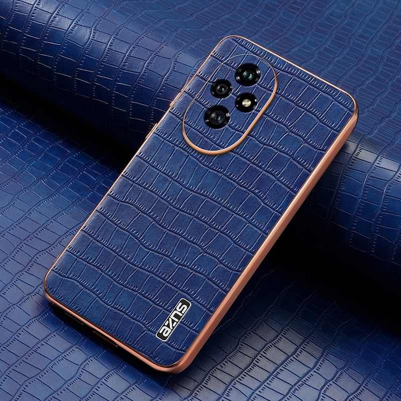 Honor 200 Luxury Case - Electroplated Frame, Crocodile Texture Leather, Full Coverage Protection, Anti-Fingerprint & Shockproof