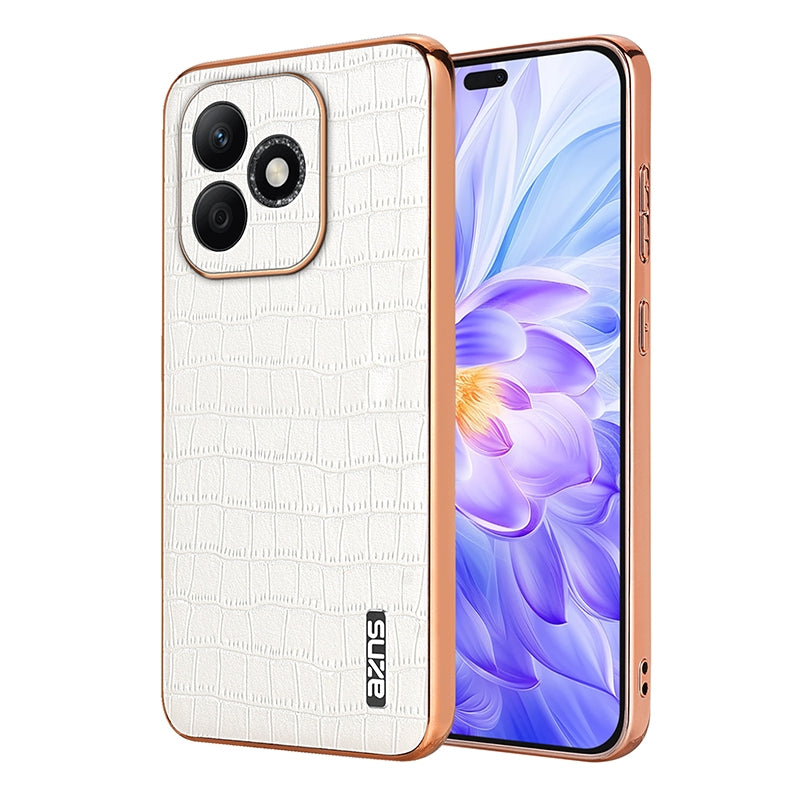 Honor X60i Luxury Case - Electroplated Frame, Crocodile Texture Leather, Full Coverage Protection, Anti-Fingerprint & Shockproof