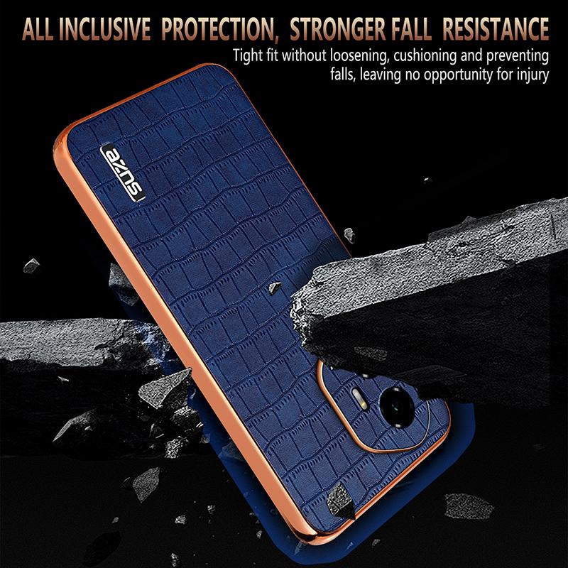 Honor 300 Luxury Case - Electroplated Frame, Crocodile Texture Leather, Full Coverage Protection, Anti-Fingerprint & Shockproof