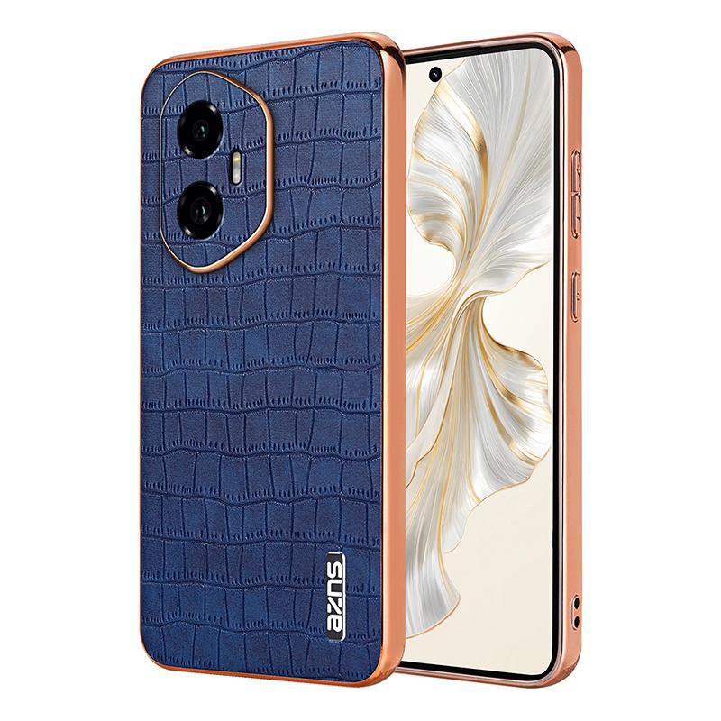 Honor 300 Luxury Case - Electroplated Frame, Crocodile Texture Leather, Full Coverage Protection, Anti-Fingerprint & Shockproof