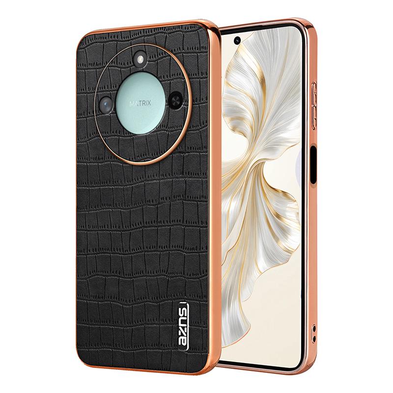 Honor X60 Luxury Case - Electroplated Frame, Crocodile Texture Leather, Full Coverage Protection, Anti-Fingerprint & Shockproof