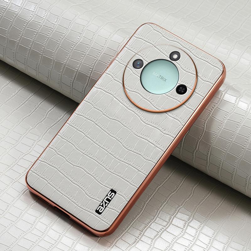 Honor X60 Luxury Case - Electroplated Frame, Crocodile Texture Leather, Full Coverage Protection, Anti-Fingerprint & Shockproof