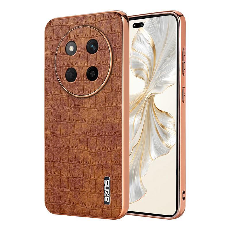Honor X60 Pro Luxury Case - Electroplated Frame, Crocodile Texture Leather, Full Coverage Protection, Anti-Fingerprint & Shockproof