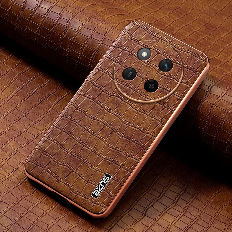 Honor X60 Pro Luxury Case - Electroplated Frame, Crocodile Texture Leather, Full Coverage Protection, Anti-Fingerprint & Shockproof