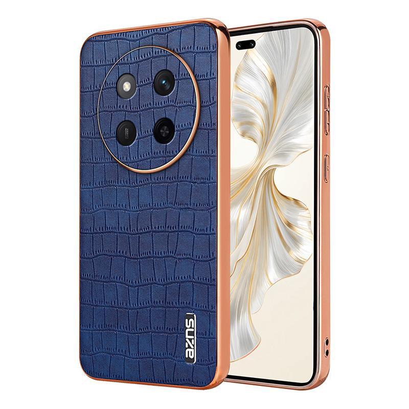 Honor X60 Pro Luxury Case - Electroplated Frame, Crocodile Texture Leather, Full Coverage Protection, Anti-Fingerprint & Shockproof