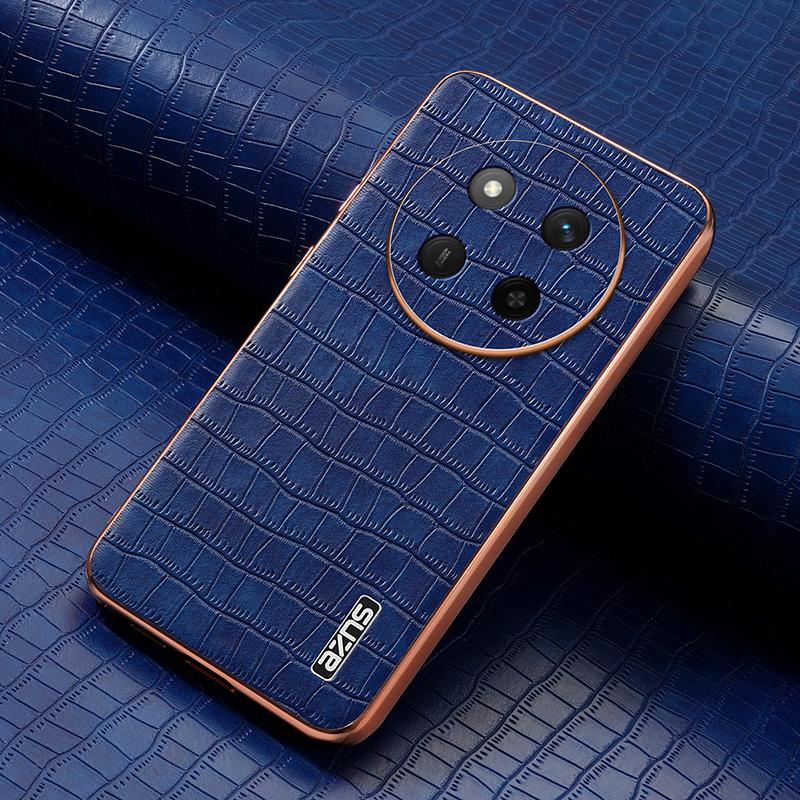 Honor X60 Pro Luxury Case - Electroplated Frame, Crocodile Texture Leather, Full Coverage Protection, Anti-Fingerprint & Shockproof
