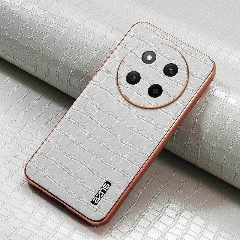 Honor X60 Pro Luxury Case - Electroplated Frame, Crocodile Texture Leather, Full Coverage Protection, Anti-Fingerprint & Shockproof