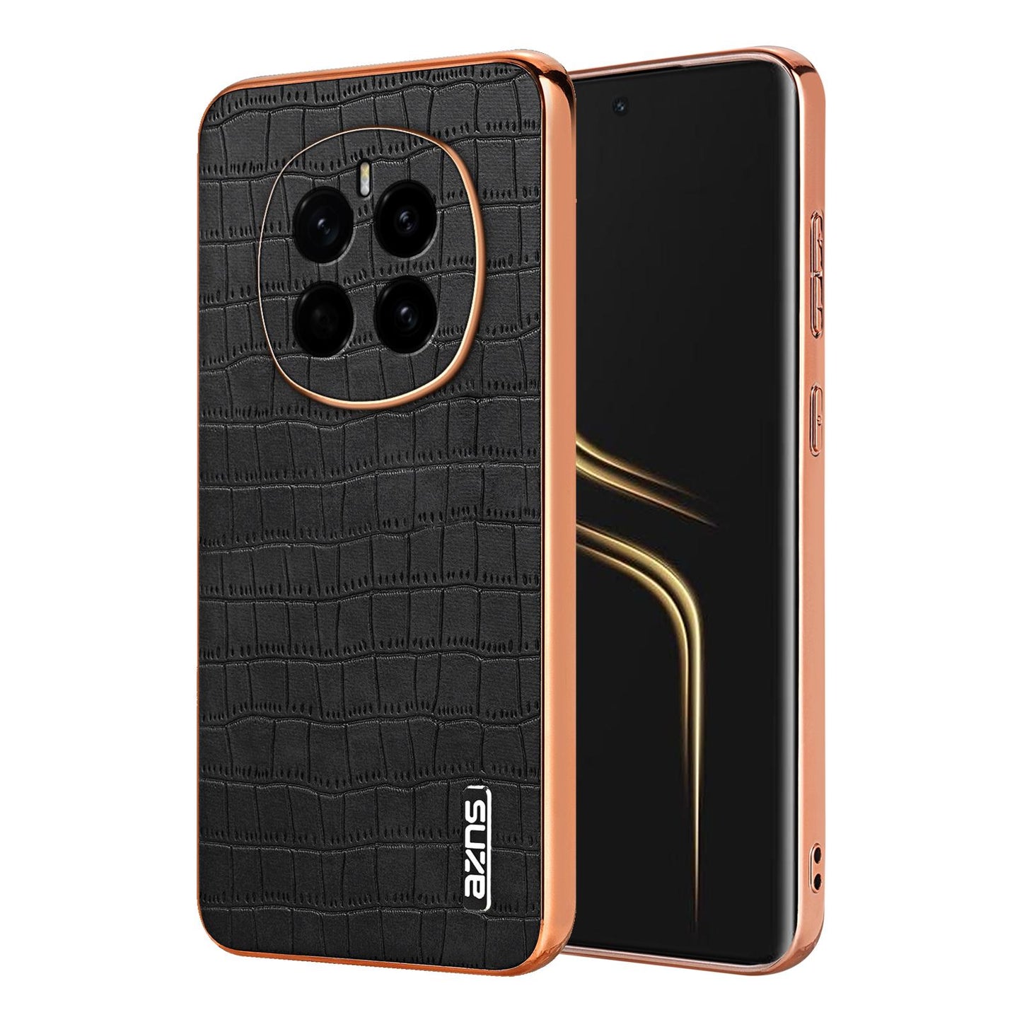 Honor Magic7 Luxury Case - Electroplated Frame, Crocodile Texture Leather, Full Coverage Protection, Anti-Fingerprint & Shockproof