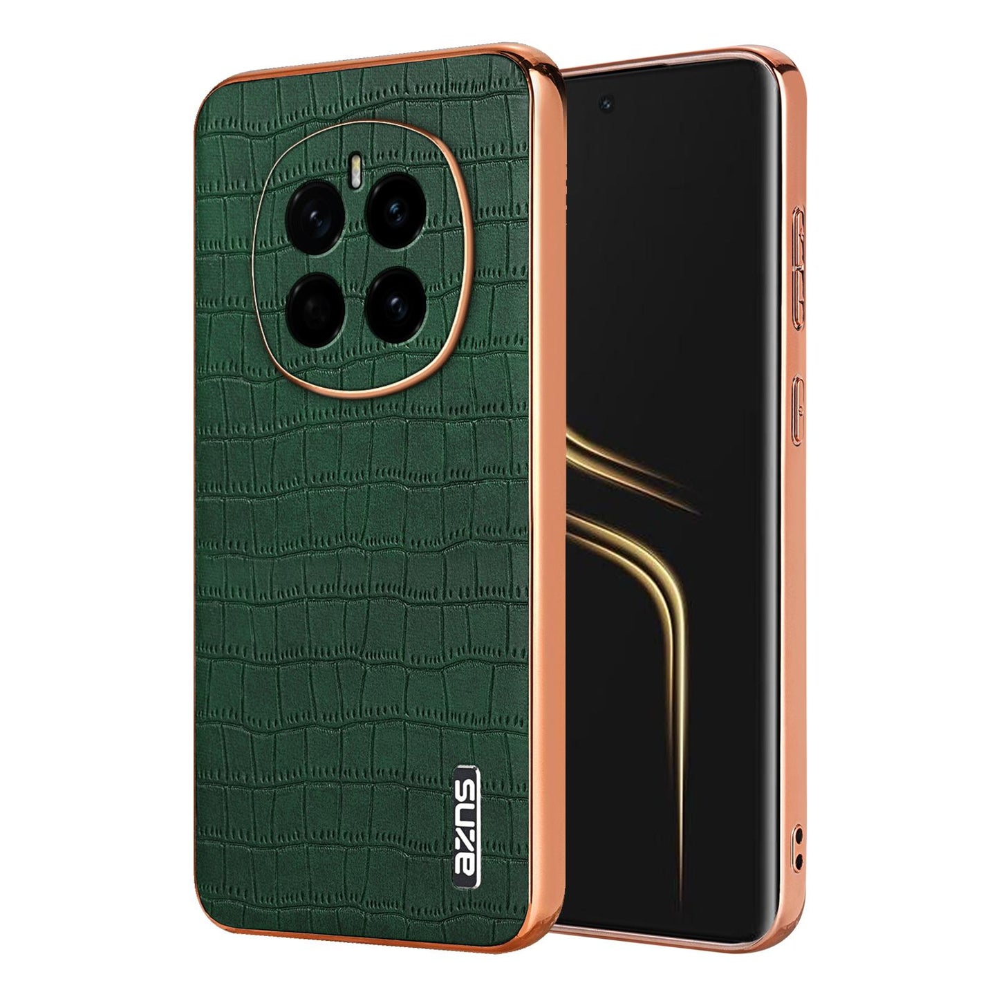 Honor Magic7 Luxury Case - Electroplated Frame, Crocodile Texture Leather, Full Coverage Protection, Anti-Fingerprint & Shockproof