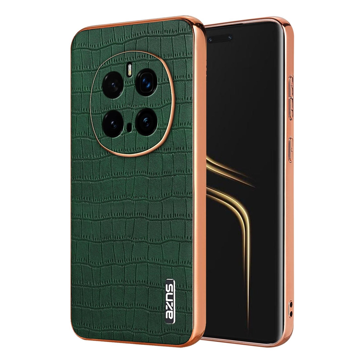 Honor Magic7 Pro Luxury Case - Electroplated Frame, Crocodile Texture Leather, Full Coverage Protection, Anti-Fingerprint & Shockproof