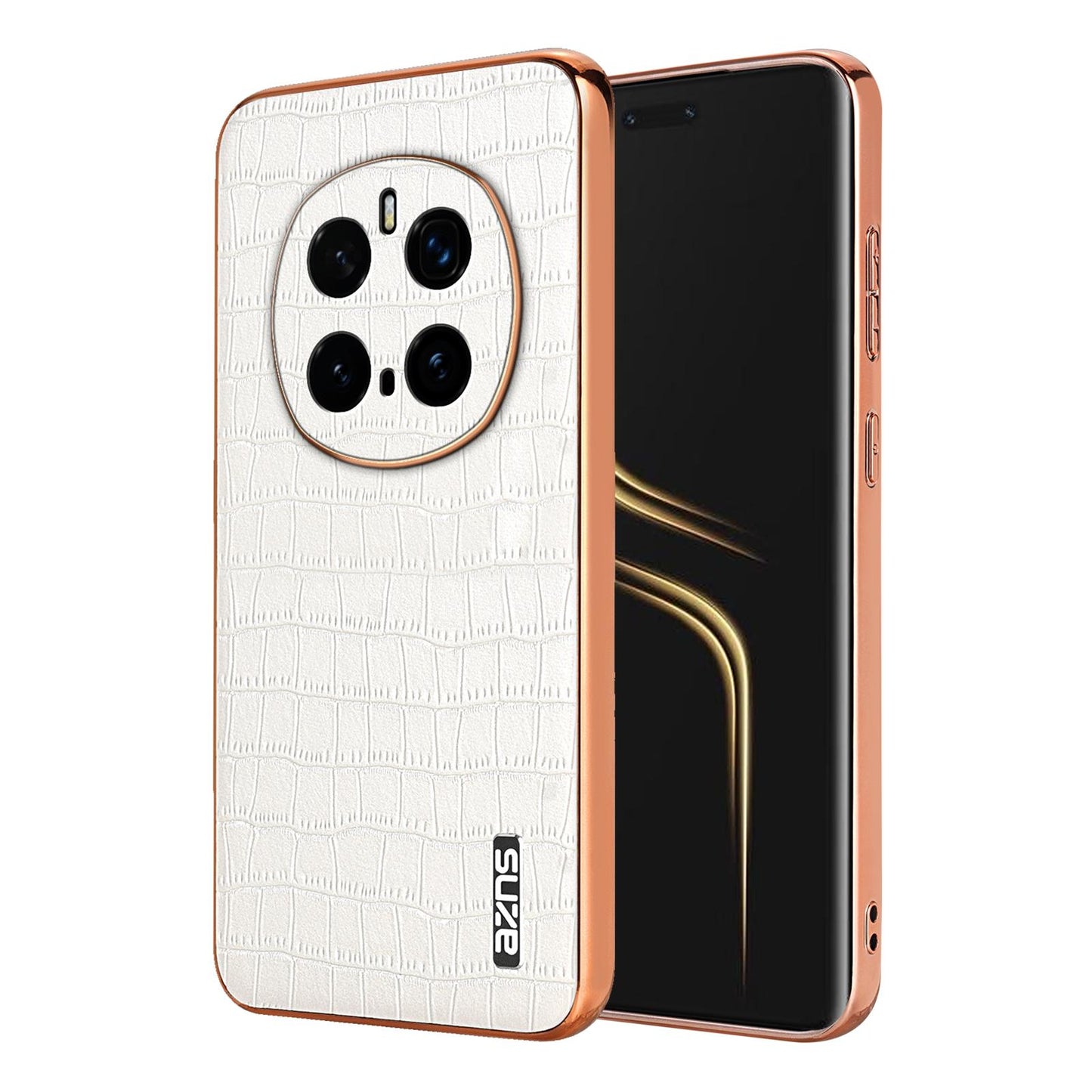 Honor Magic7 Pro Luxury Case - Electroplated Frame, Crocodile Texture Leather, Full Coverage Protection, Anti-Fingerprint & Shockproof