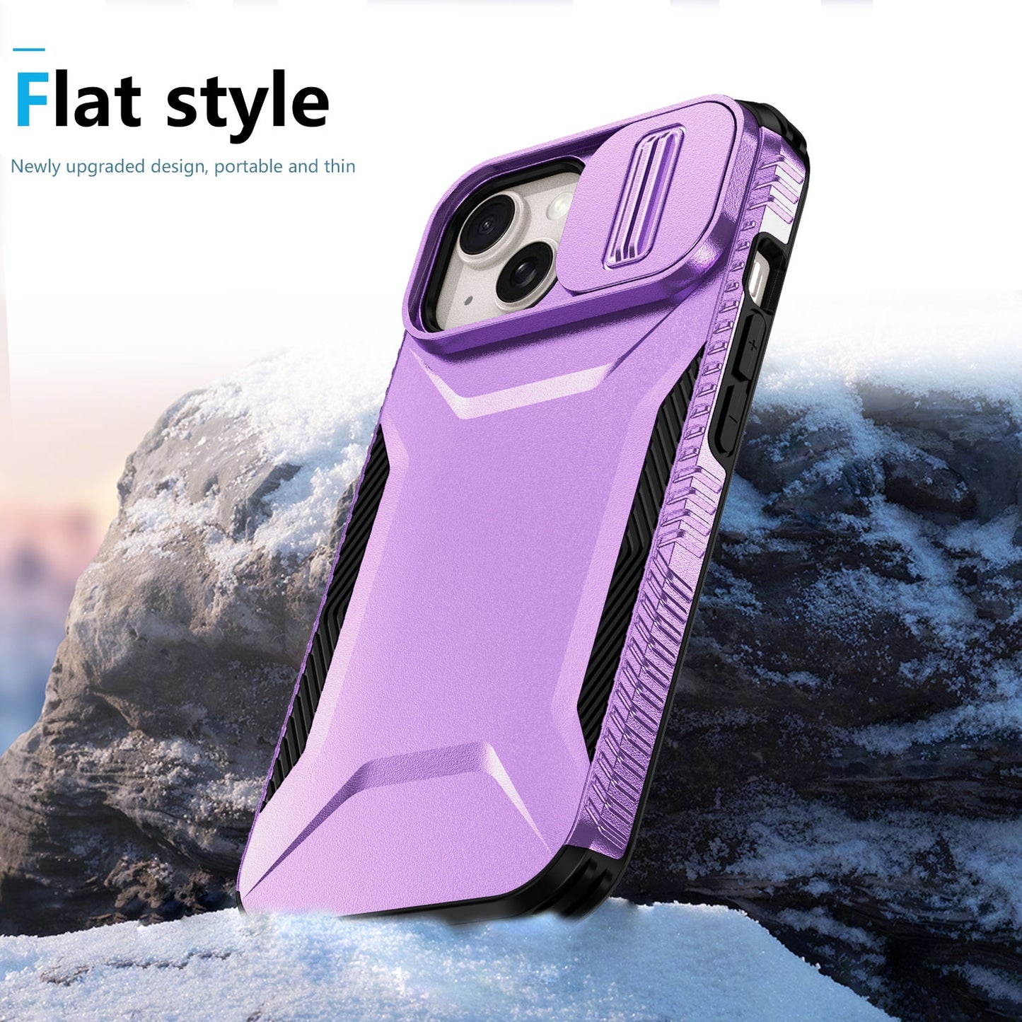 iPhone 15 Plus Phone Case with Sliding Camshield | Military-Grade TPU & PC Protective Anti-Scratch Anti-Skid Cover, Durable Shockproof Design