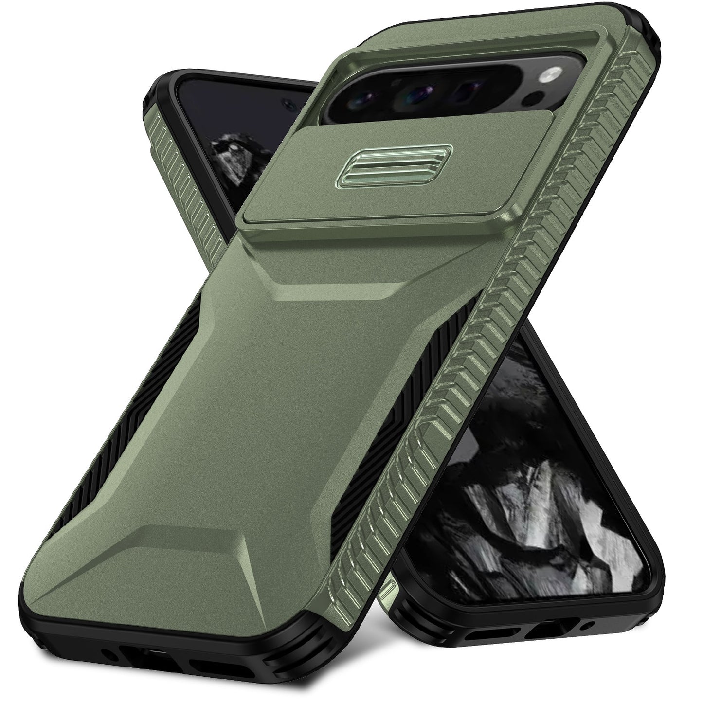 Google Pixel 9 Pro XL Phone Case with Sliding Camshield | Military-Grade TPU & PC Protective Anti-Scratch Anti-Skid Cover, Durable Shockproof Design