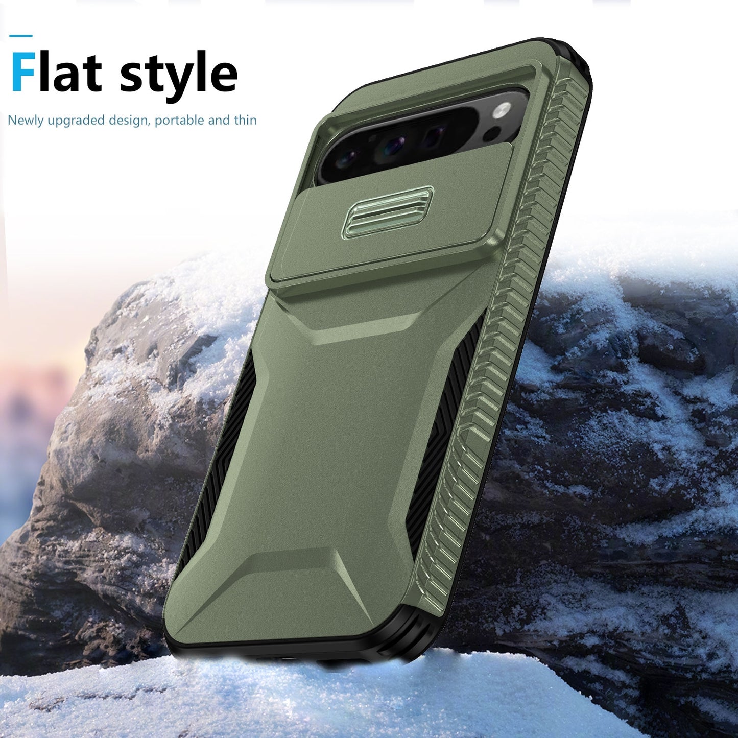 Google Pixel 9 Pro XL Phone Case with Sliding Camshield | Military-Grade TPU & PC Protective Anti-Scratch Anti-Skid Cover, Durable Shockproof Design