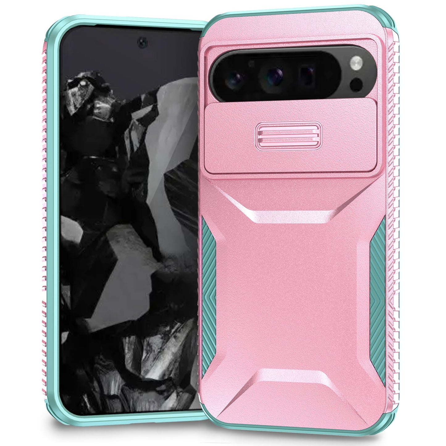 Google Pixel 9 Pro XL Phone Case with Sliding Camshield | Military-Grade TPU & PC Protective Anti-Scratch Anti-Skid Cover, Durable Shockproof Design