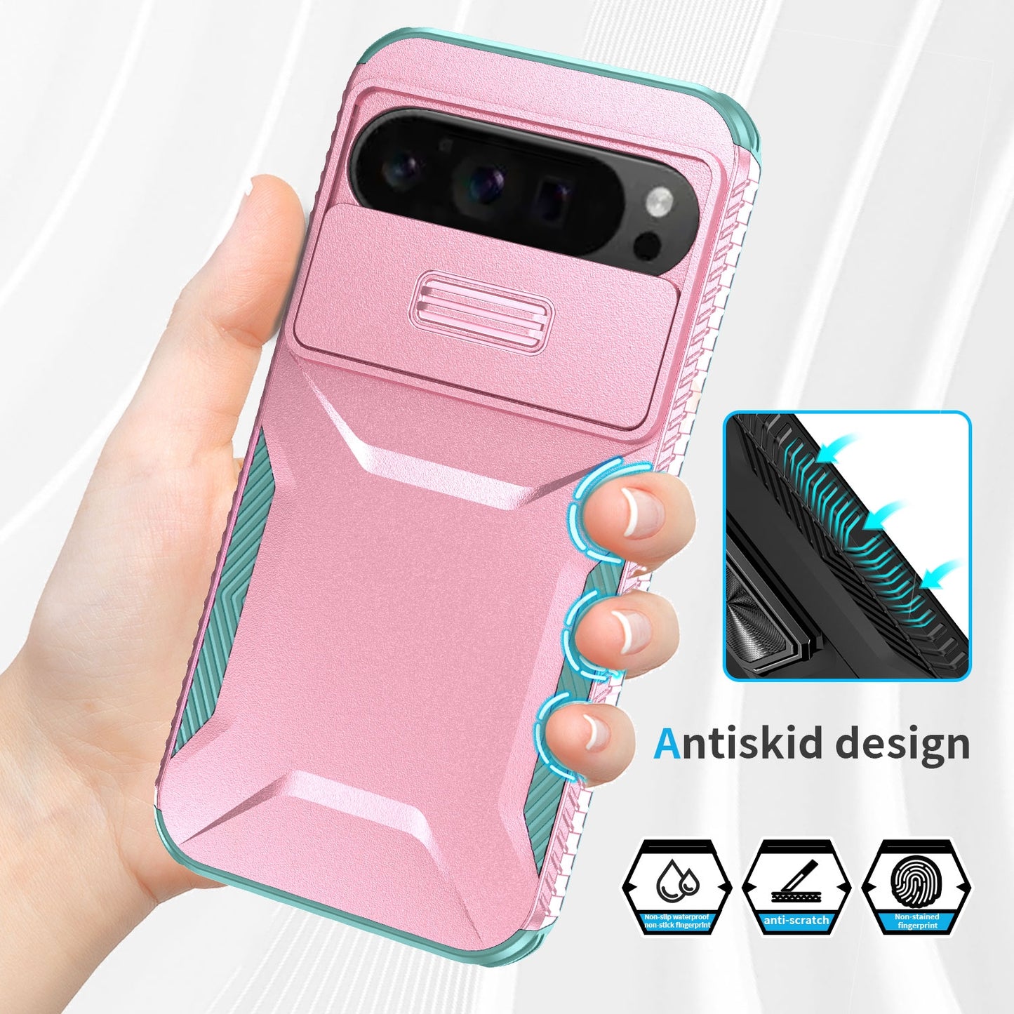 Google Pixel 9 Pro XL Phone Case with Sliding Camshield | Military-Grade TPU & PC Protective Anti-Scratch Anti-Skid Cover, Durable Shockproof Design