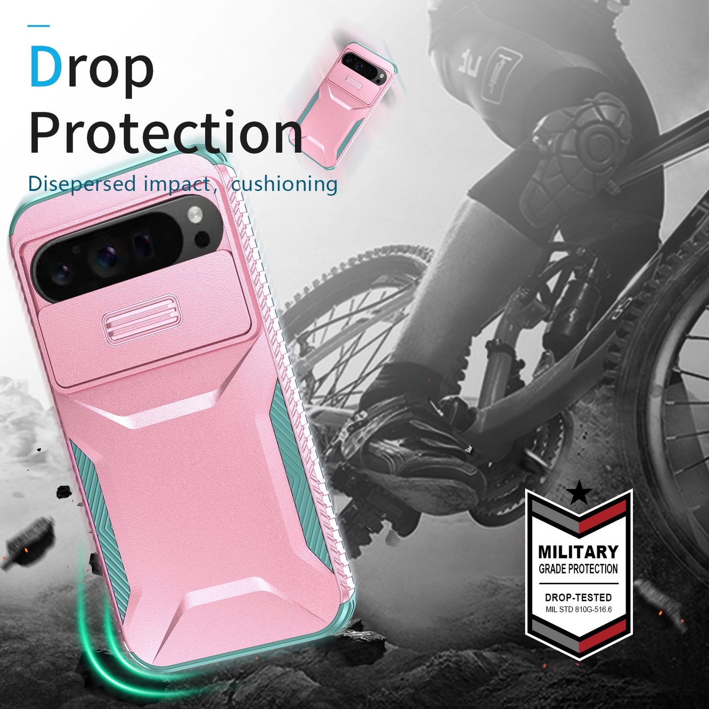 Google Pixel 9 Pro XL Phone Case with Sliding Camshield | Military-Grade TPU & PC Protective Anti-Scratch Anti-Skid Cover, Durable Shockproof Design