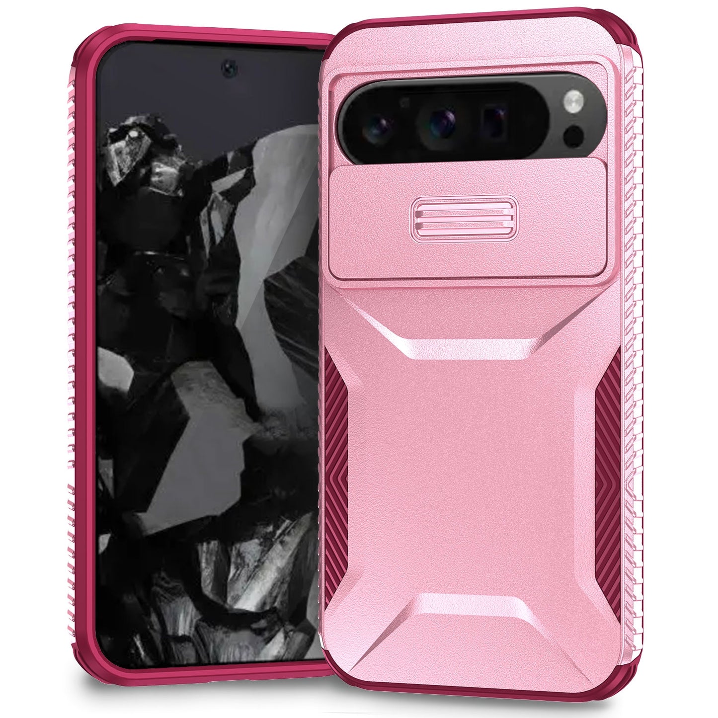 Google Pixel 9 Pro XL Phone Case with Sliding Camshield | Military-Grade TPU & PC Protective Anti-Scratch Anti-Skid Cover, Durable Shockproof Design