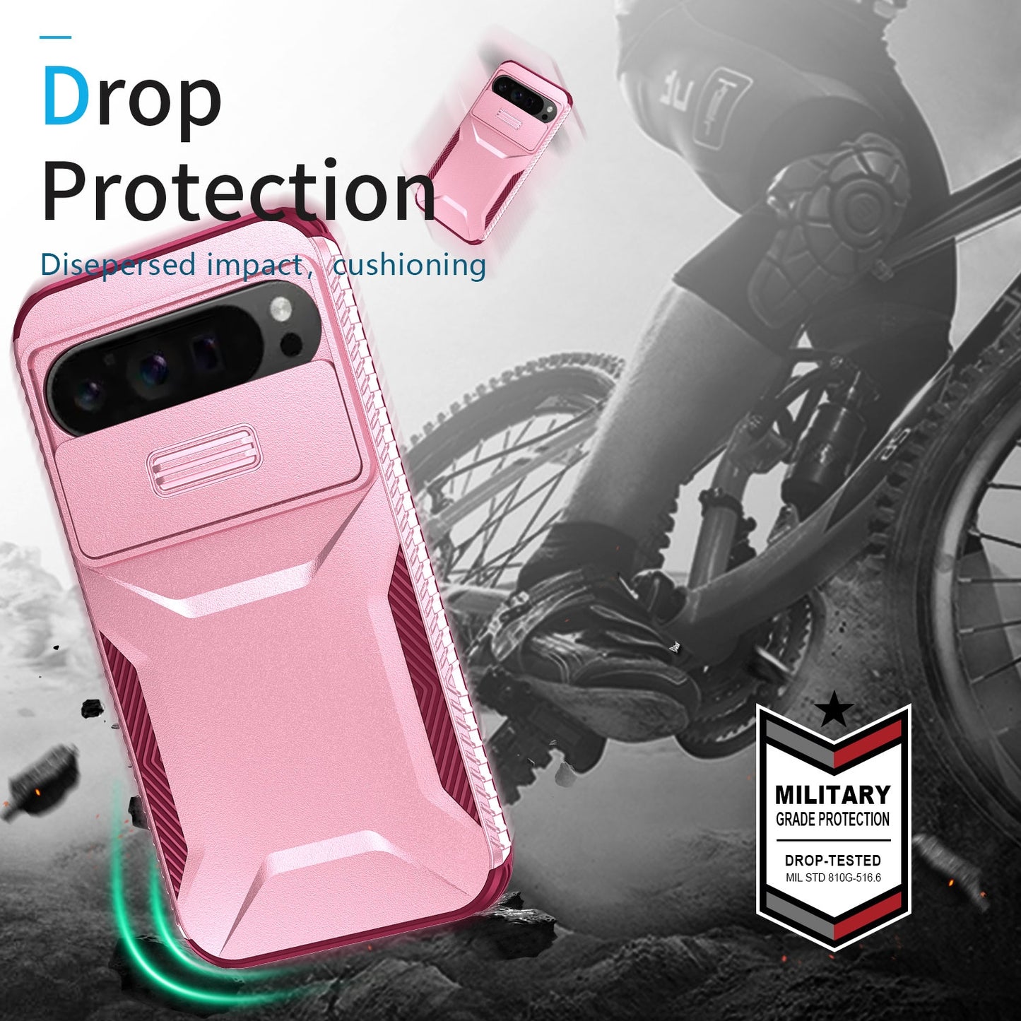 Google Pixel 9 Pro XL Phone Case with Sliding Camshield | Military-Grade TPU & PC Protective Anti-Scratch Anti-Skid Cover, Durable Shockproof Design