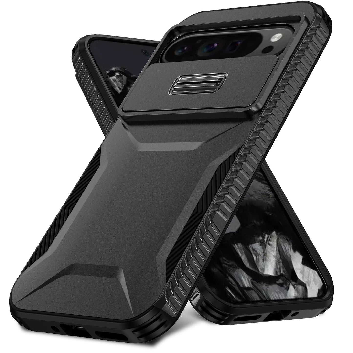 Google Pixel 9 Pro XL Phone Case with Sliding Camshield | Military-Grade TPU & PC Protective Anti-Scratch Anti-Skid Cover, Durable Shockproof Design