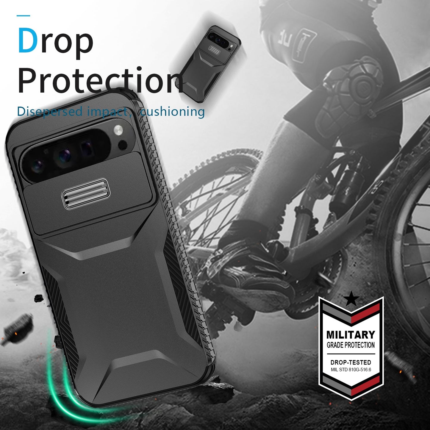 Google Pixel 9 Pro XL Phone Case with Sliding Camshield | Military-Grade TPU & PC Protective Anti-Scratch Anti-Skid Cover, Durable Shockproof Design