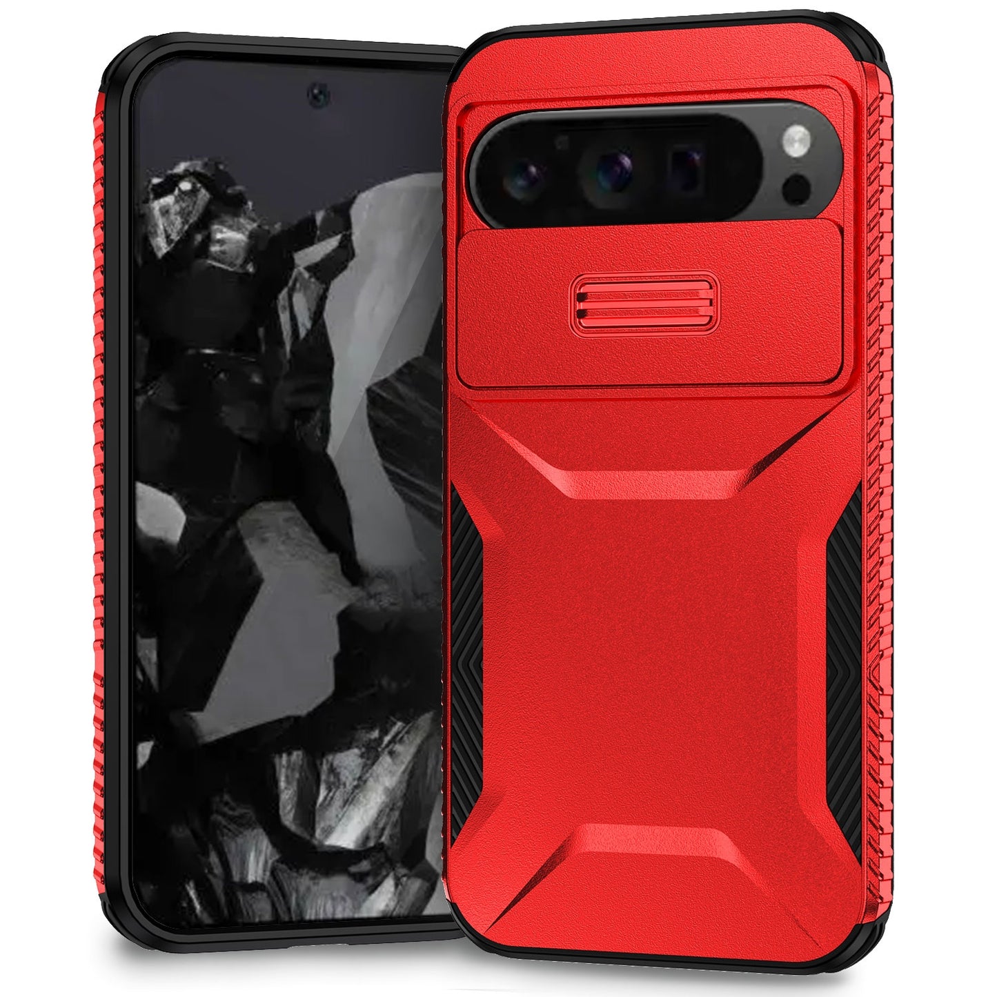 Google Pixel 9 Pro XL Phone Case with Sliding Camshield | Military-Grade TPU & PC Protective Anti-Scratch Anti-Skid Cover, Durable Shockproof Design