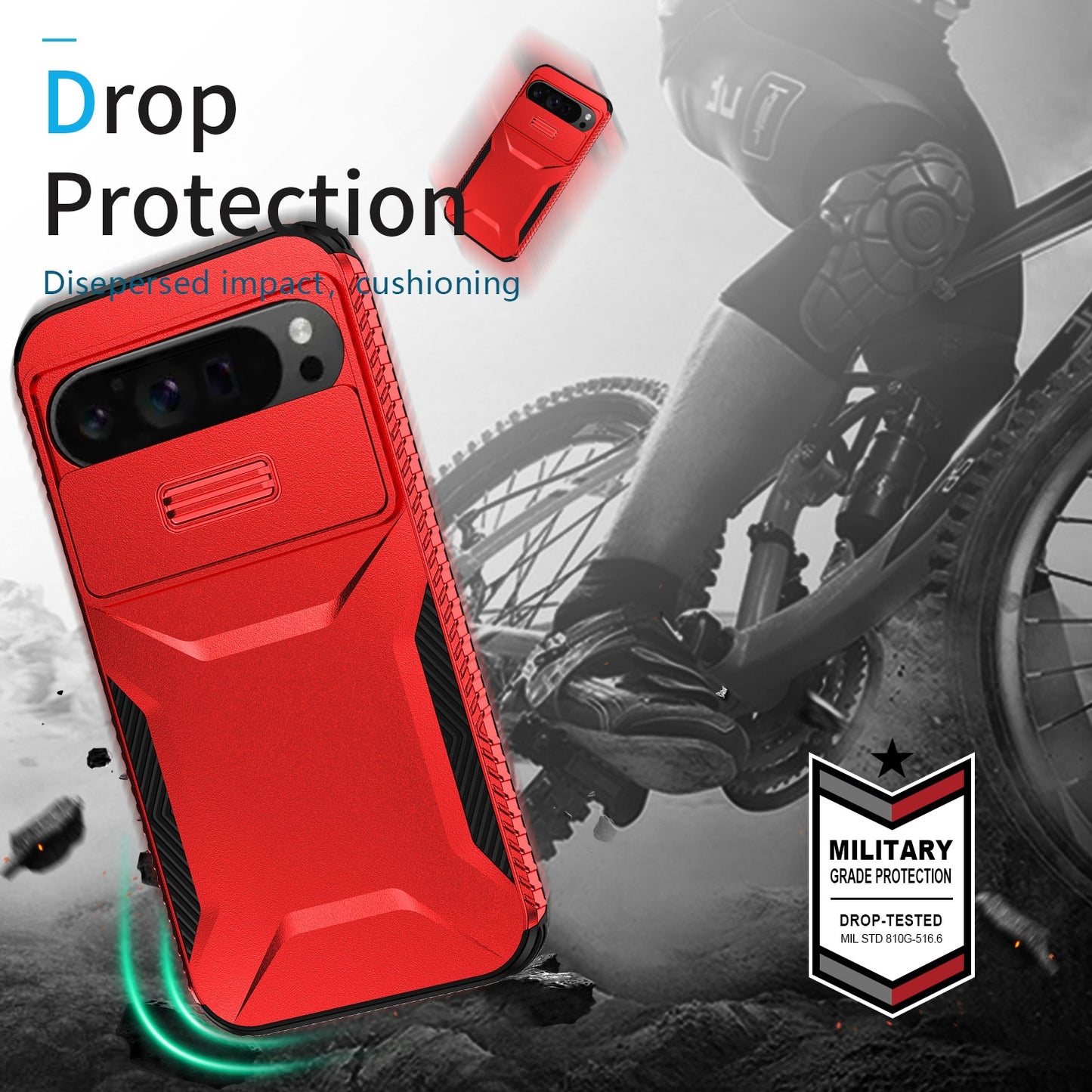 Google Pixel 9 Pro XL Phone Case with Sliding Camshield | Military-Grade TPU & PC Protective Anti-Scratch Anti-Skid Cover, Durable Shockproof Design