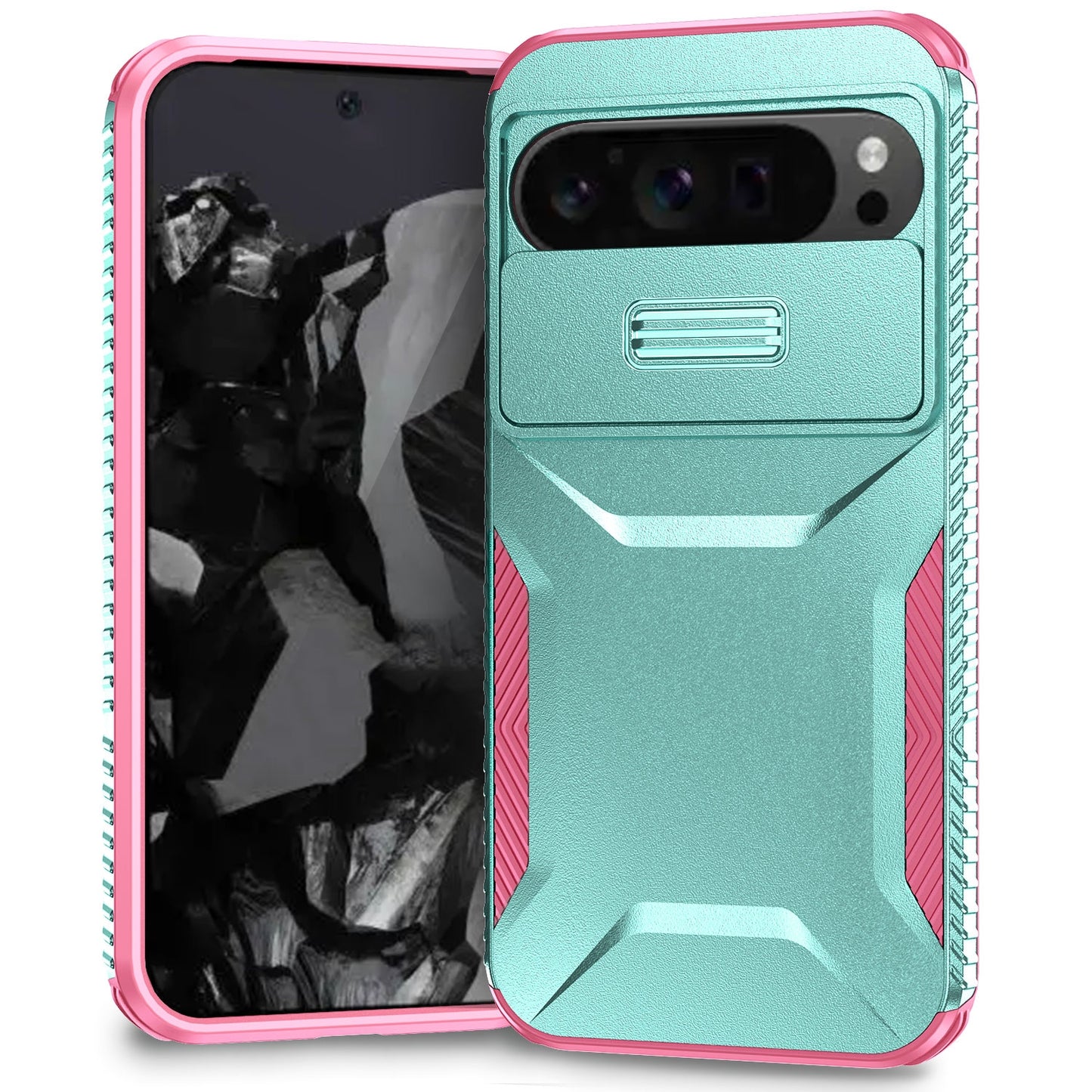 Google Pixel 9 Pro XL Phone Case with Sliding Camshield | Military-Grade TPU & PC Protective Anti-Scratch Anti-Skid Cover, Durable Shockproof Design