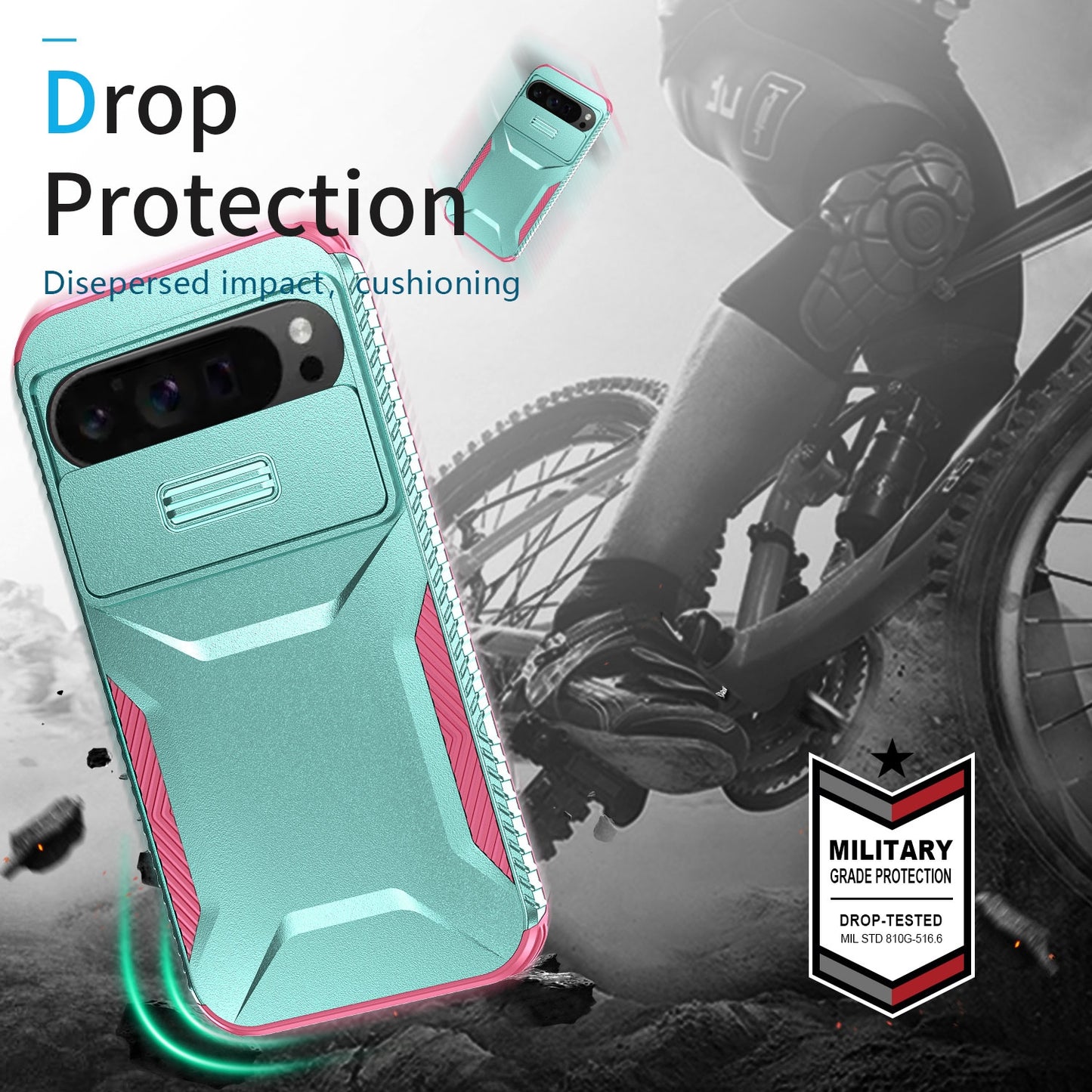 Google Pixel 9 Pro XL Phone Case with Sliding Camshield | Military-Grade TPU & PC Protective Anti-Scratch Anti-Skid Cover, Durable Shockproof Design