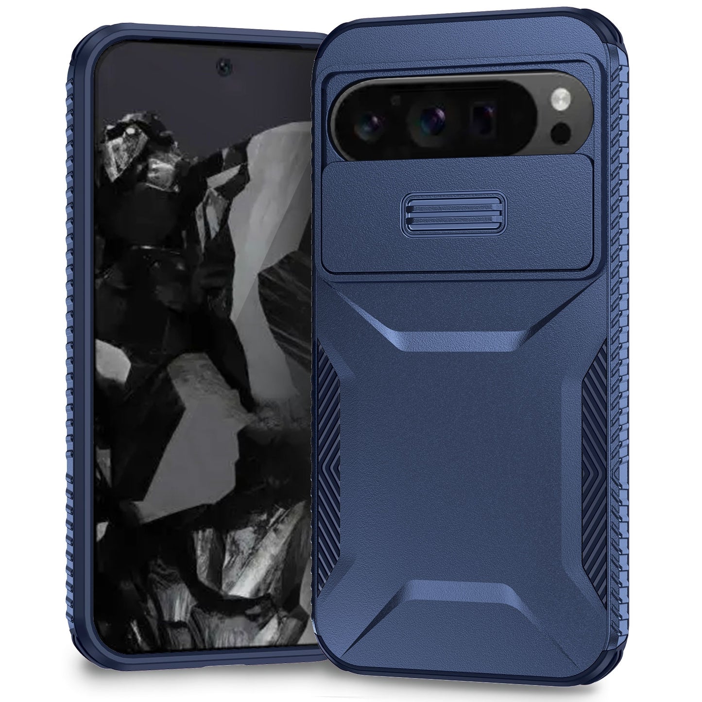 Google Pixel 9 Pro XL Phone Case with Sliding Camshield | Military-Grade TPU & PC Protective Anti-Scratch Anti-Skid Cover, Durable Shockproof Design