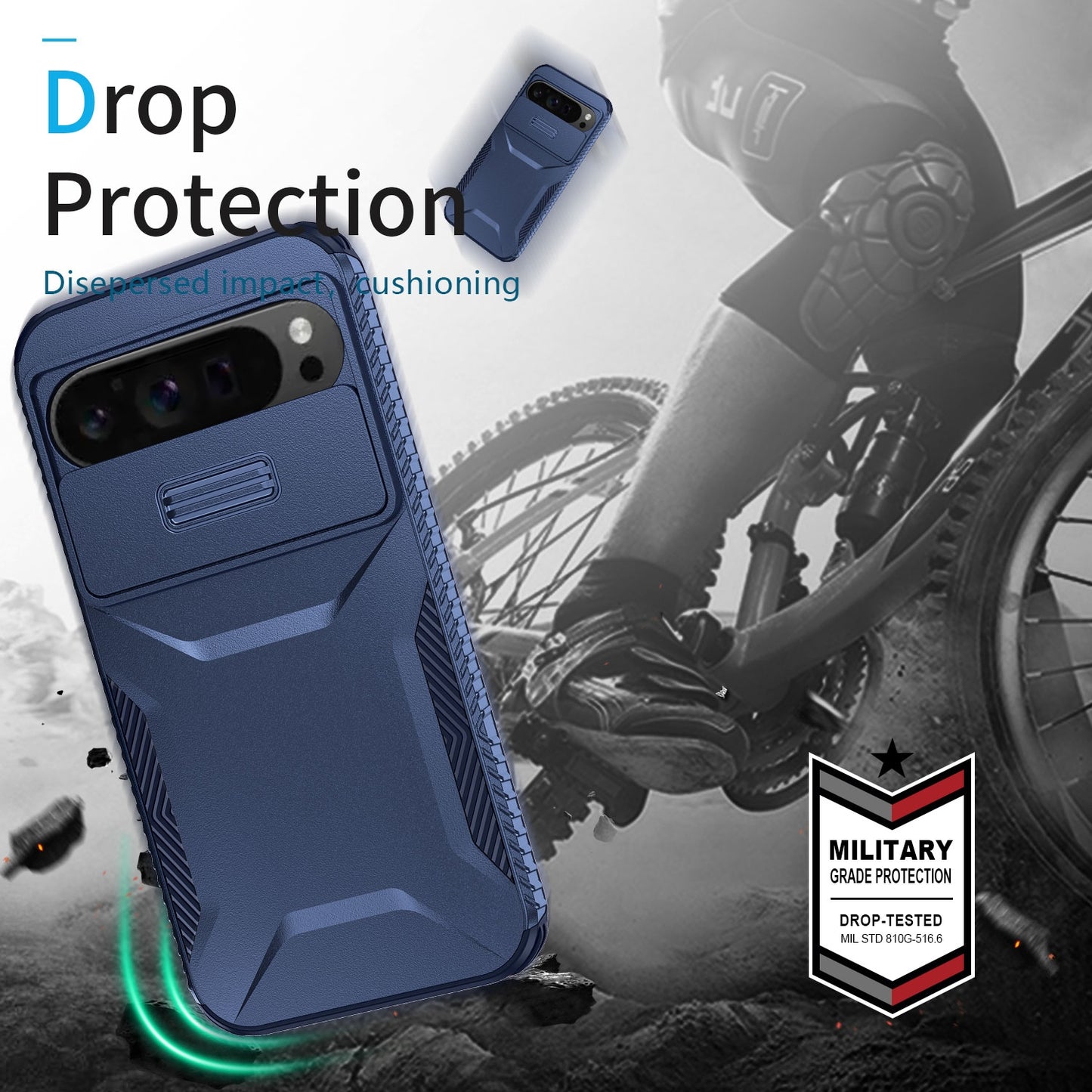Google Pixel 9 Pro XL Phone Case with Sliding Camshield | Military-Grade TPU & PC Protective Anti-Scratch Anti-Skid Cover, Durable Shockproof Design