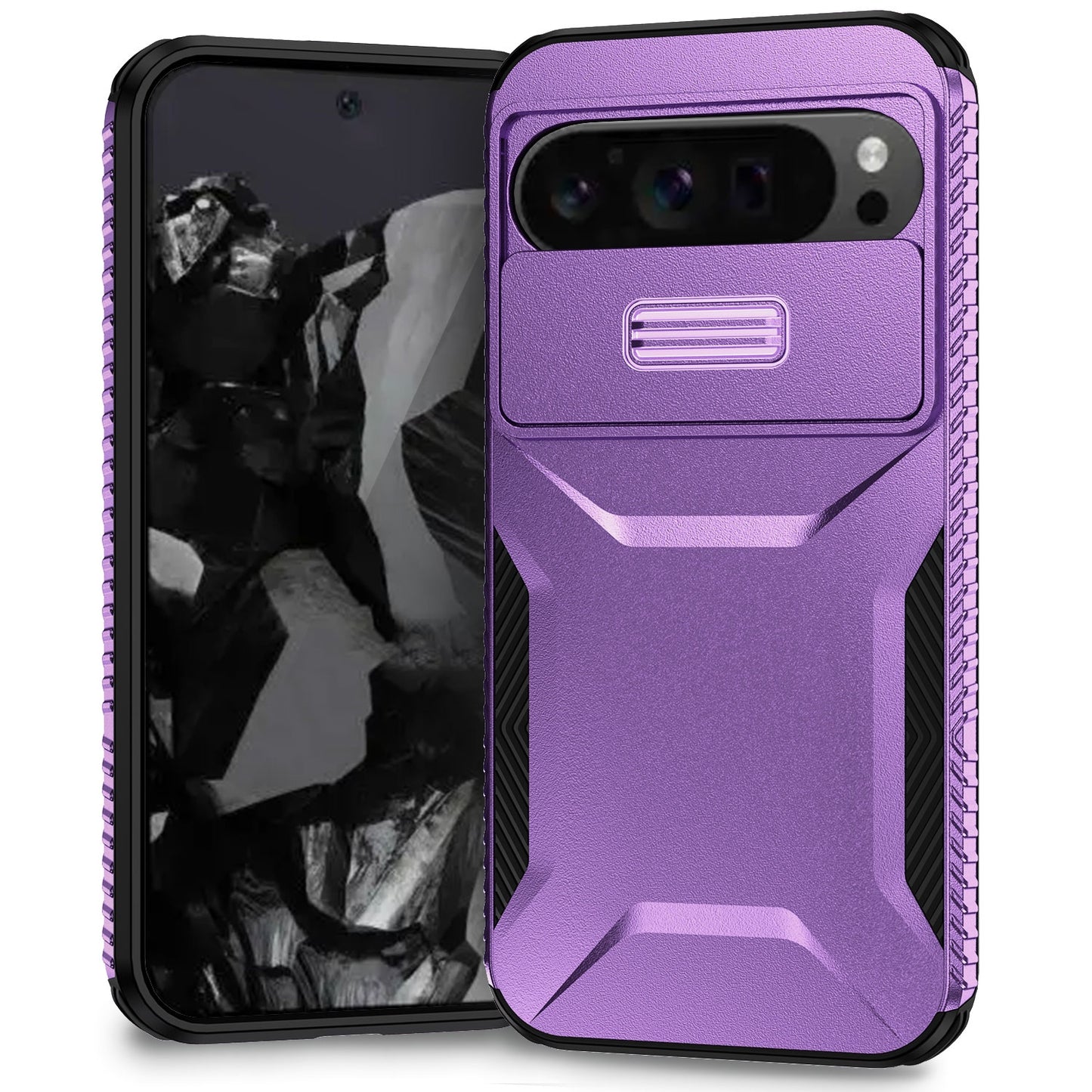 Google Pixel 9 Pro XL Phone Case with Sliding Camshield | Military-Grade TPU & PC Protective Anti-Scratch Anti-Skid Cover, Durable Shockproof Design