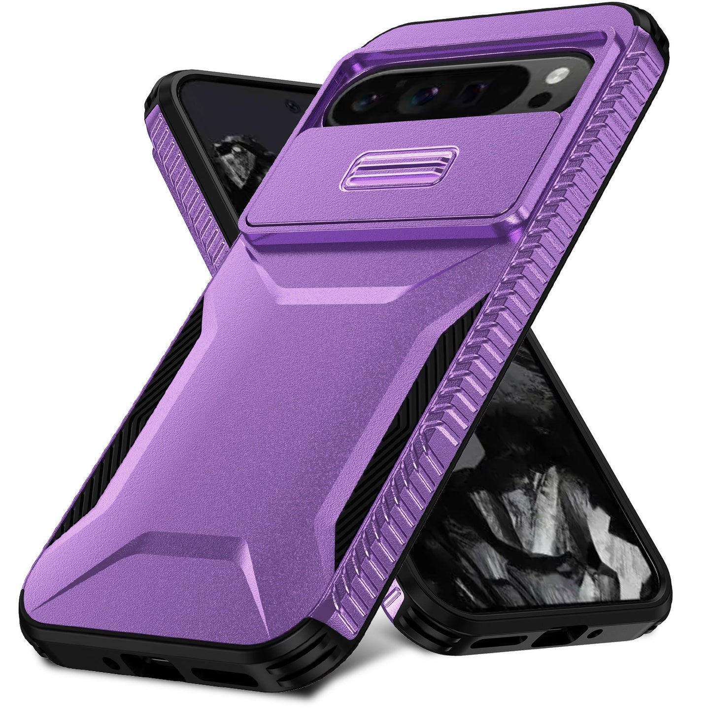 Google Pixel 9 Pro XL Phone Case with Sliding Camshield | Military-Grade TPU & PC Protective Anti-Scratch Anti-Skid Cover, Durable Shockproof Design