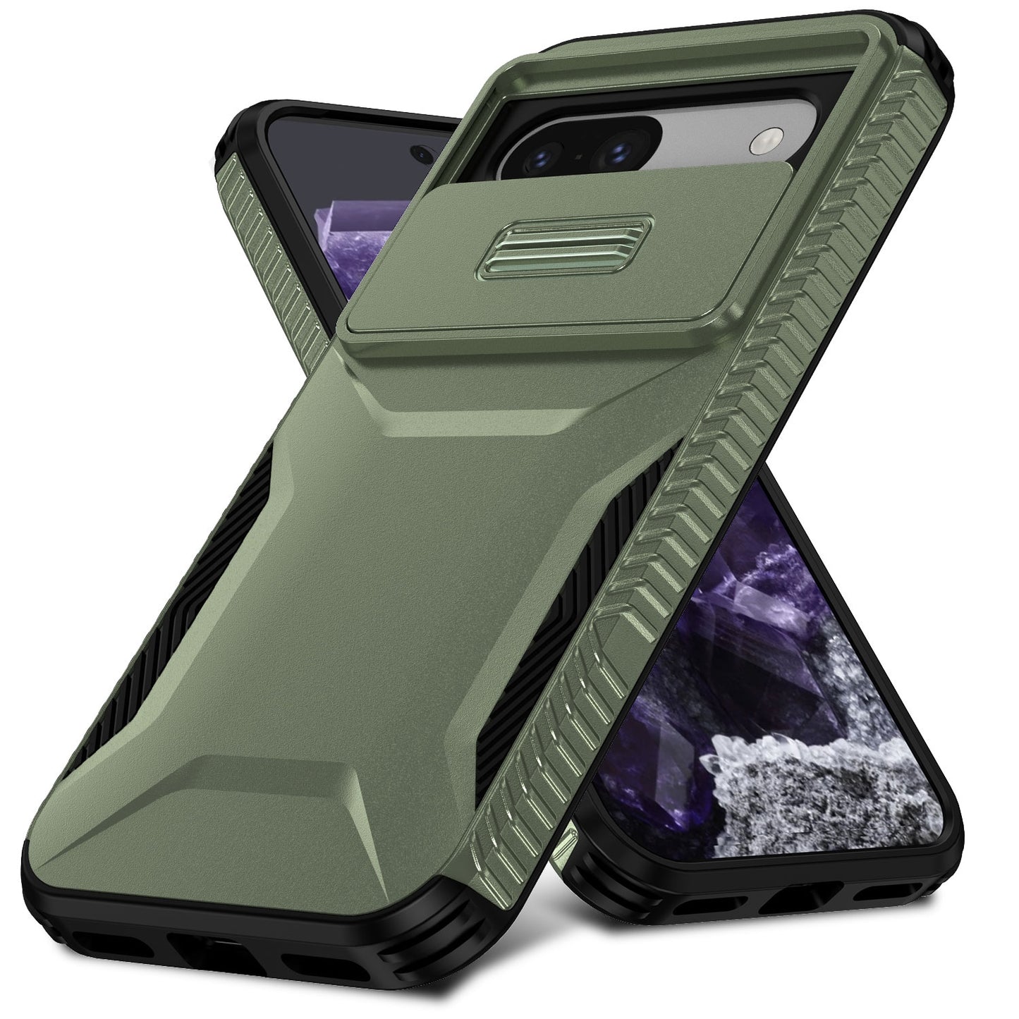 Google Pixel 8a Phone Case with Sliding Camshield | Military-Grade TPU & PC Protective Anti-Scratch Anti-Skid Cover, Durable Shockproof Design
