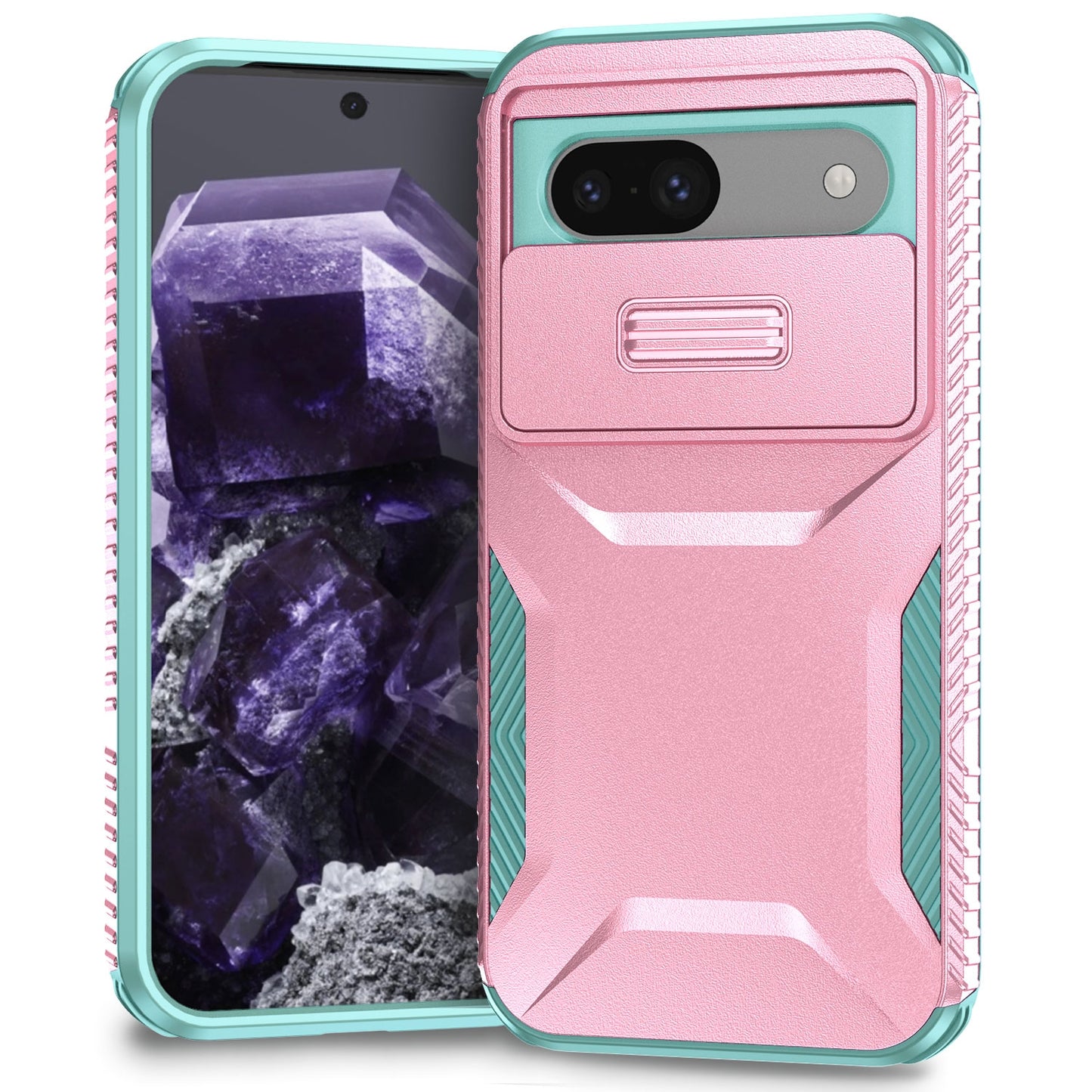 Google Pixel 8a Phone Case with Sliding Camshield | Military-Grade TPU & PC Protective Anti-Scratch Anti-Skid Cover, Durable Shockproof Design