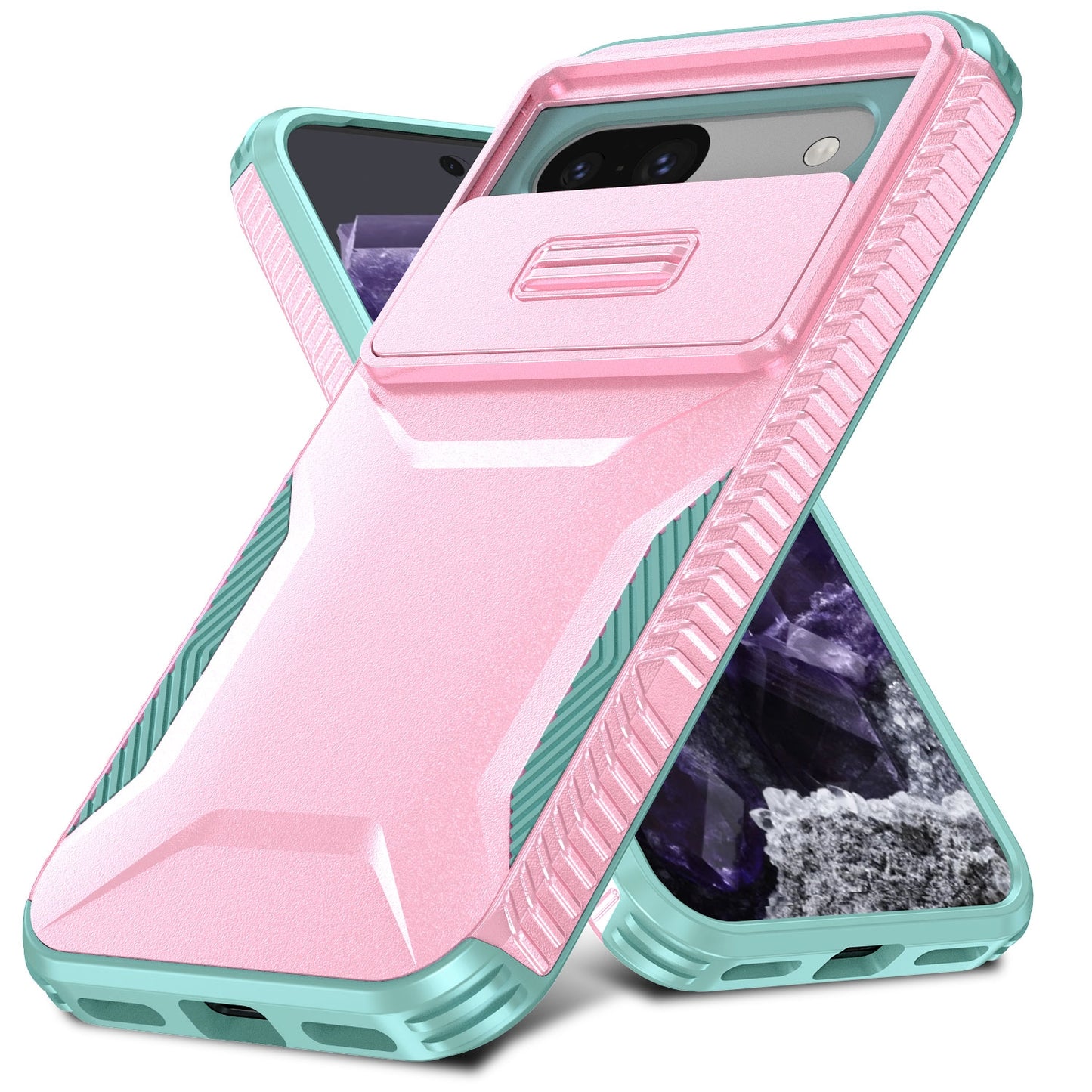 Google Pixel 8a Phone Case with Sliding Camshield | Military-Grade TPU & PC Protective Anti-Scratch Anti-Skid Cover, Durable Shockproof Design