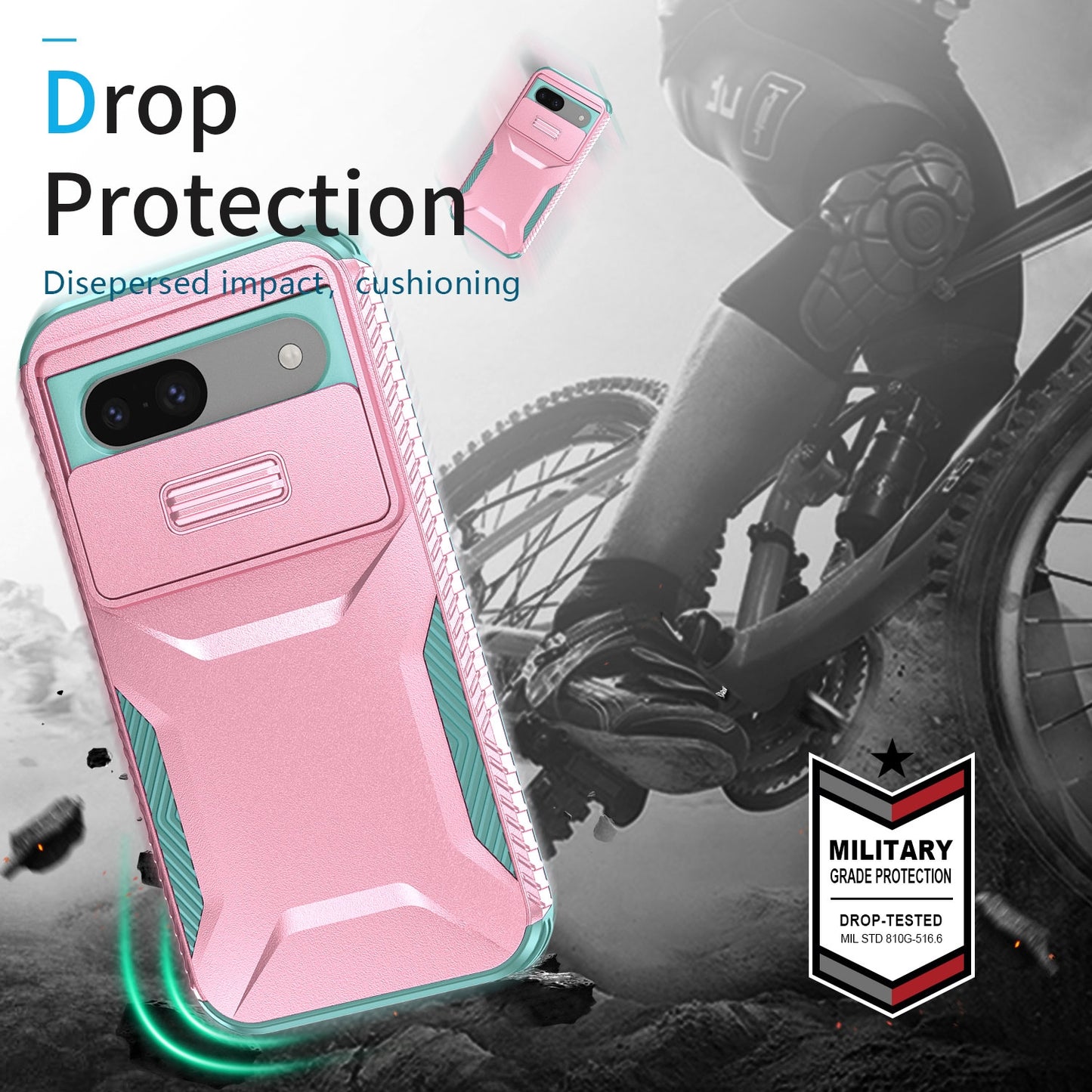 Google Pixel 8a Phone Case with Sliding Camshield | Military-Grade TPU & PC Protective Anti-Scratch Anti-Skid Cover, Durable Shockproof Design
