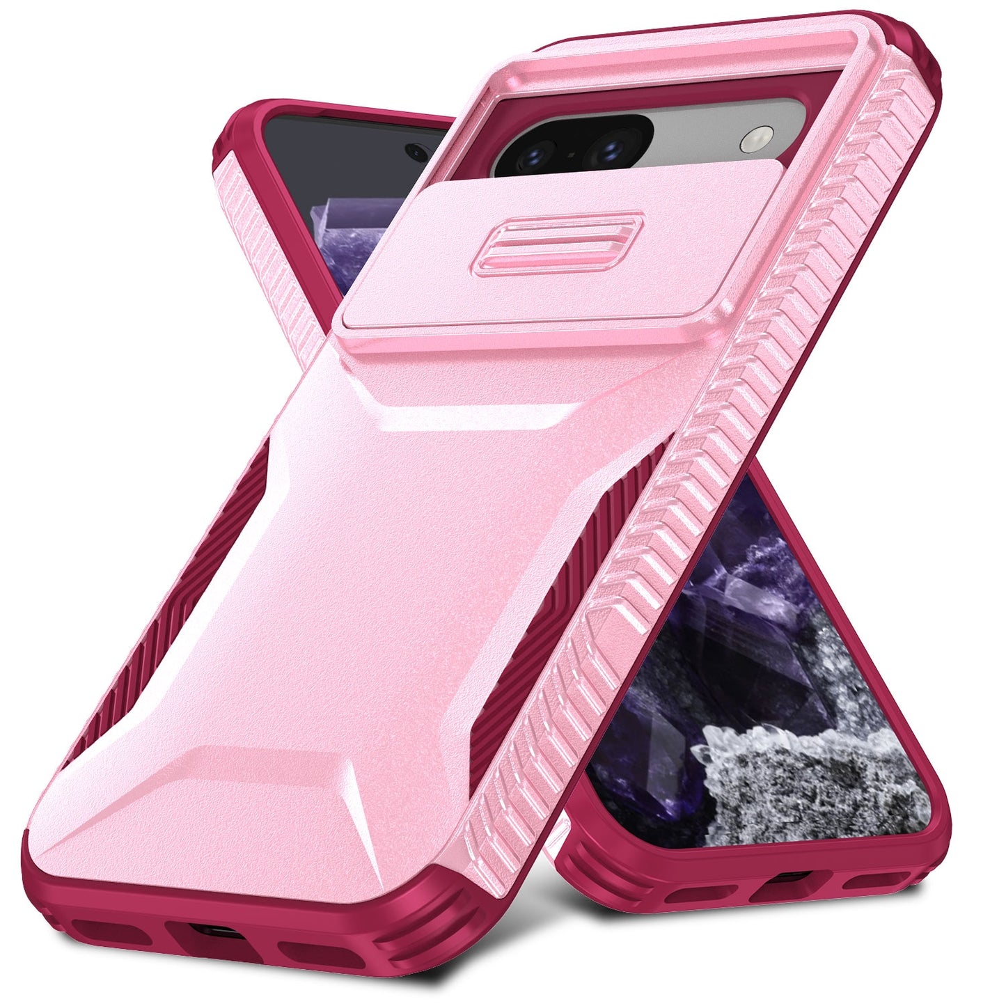 Google Pixel 8a Phone Case with Sliding Camshield | Military-Grade TPU & PC Protective Anti-Scratch Anti-Skid Cover, Durable Shockproof Design