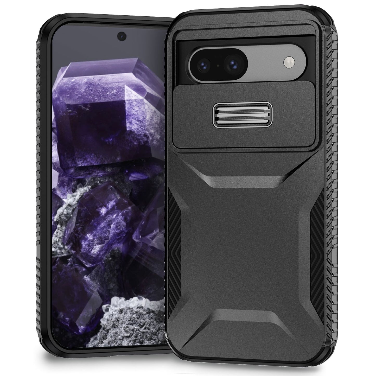Google Pixel 8a Phone Case with Sliding Camshield | Military-Grade TPU & PC Protective Anti-Scratch Anti-Skid Cover, Durable Shockproof Design