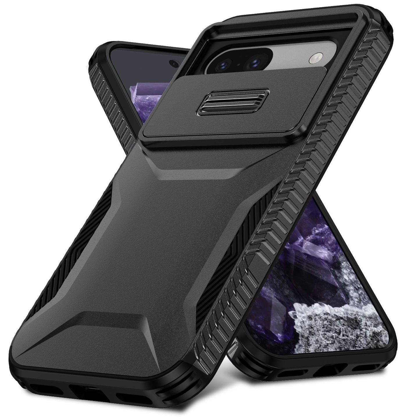 Google Pixel 8a Phone Case with Sliding Camshield | Military-Grade TPU & PC Protective Anti-Scratch Anti-Skid Cover, Durable Shockproof Design