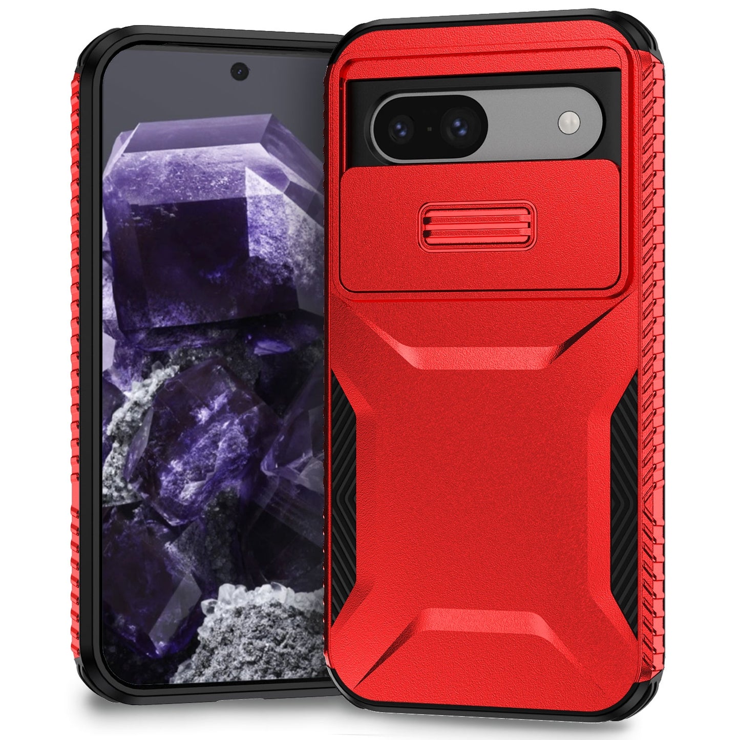 Google Pixel 8a Phone Case with Sliding Camshield | Military-Grade TPU & PC Protective Anti-Scratch Anti-Skid Cover, Durable Shockproof Design