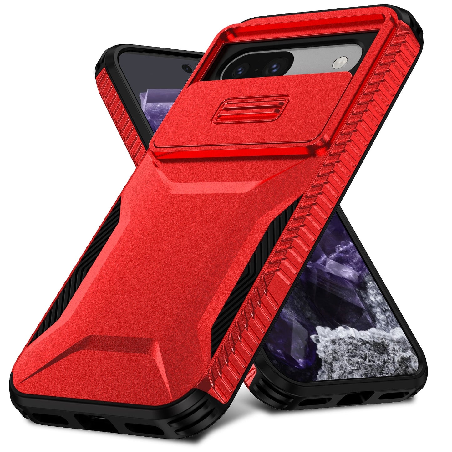 Google Pixel 8a Phone Case with Sliding Camshield | Military-Grade TPU & PC Protective Anti-Scratch Anti-Skid Cover, Durable Shockproof Design