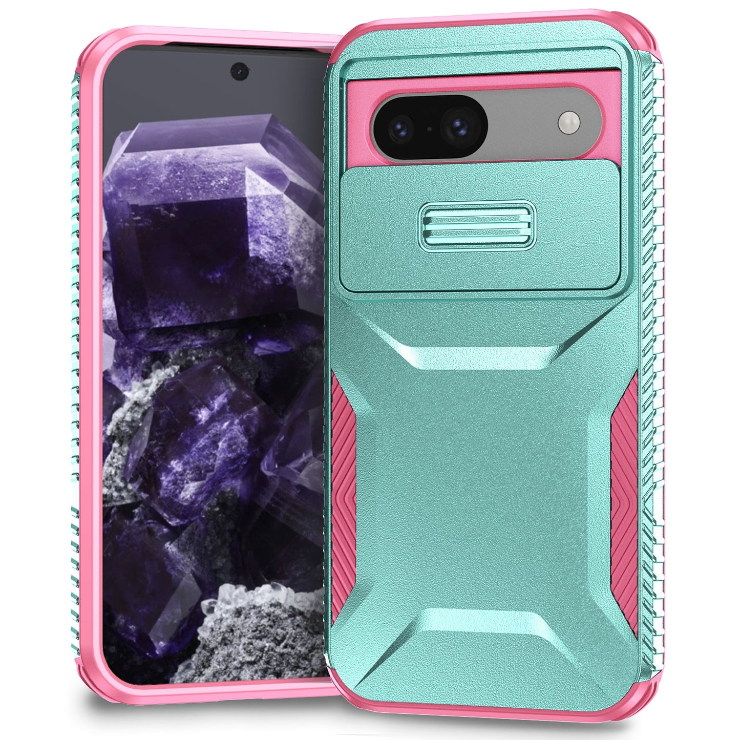 Google Pixel 8a Phone Case with Sliding Camshield | Military-Grade TPU & PC Protective Anti-Scratch Anti-Skid Cover, Durable Shockproof Design