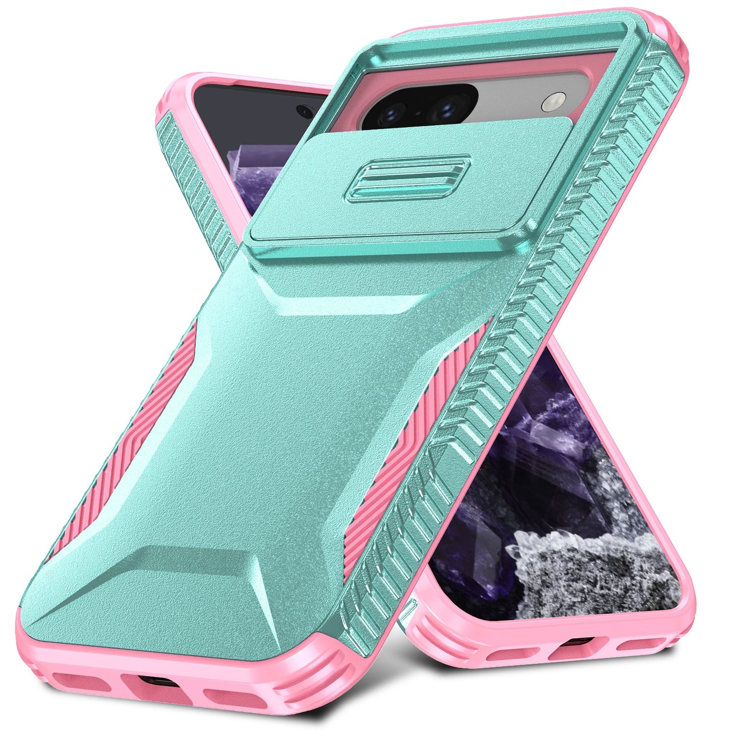 Google Pixel 8a Phone Case with Sliding Camshield | Military-Grade TPU & PC Protective Anti-Scratch Anti-Skid Cover, Durable Shockproof Design
