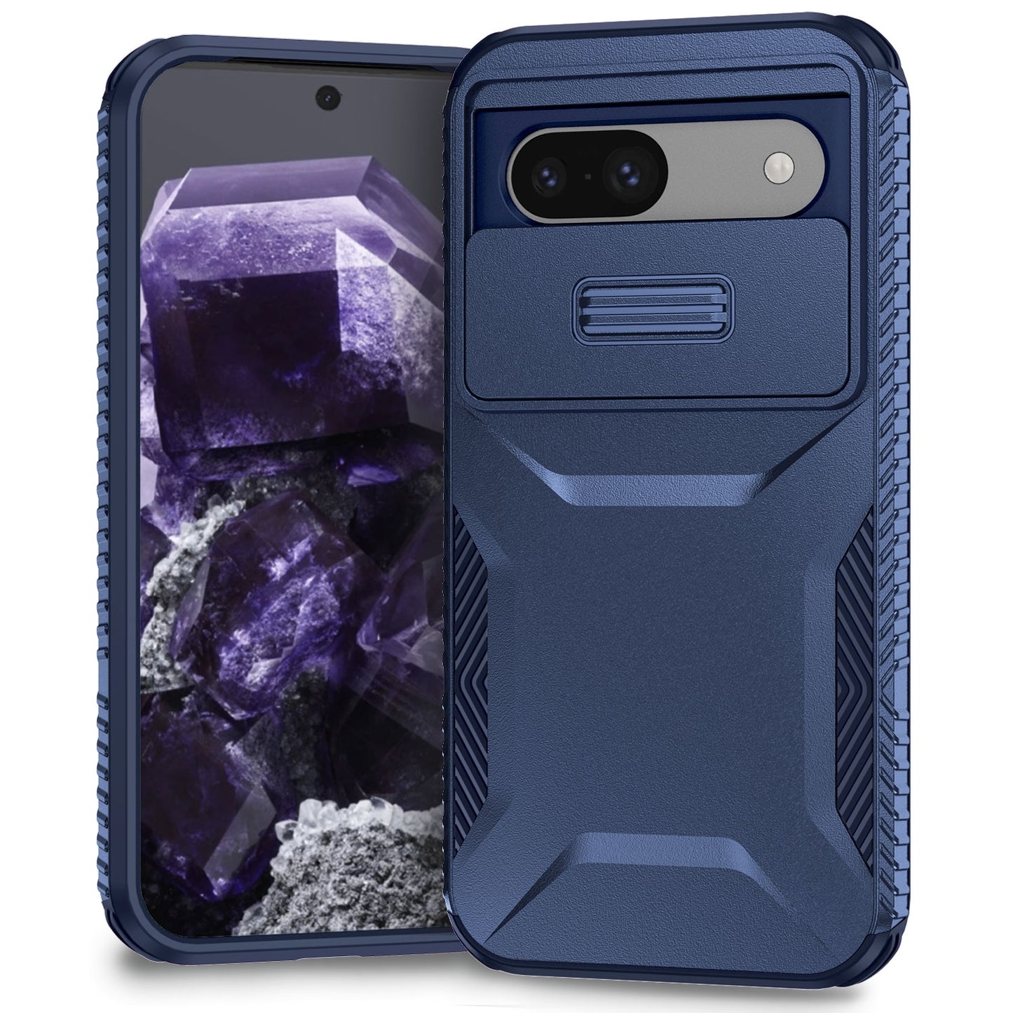 Google Pixel 8a Phone Case with Sliding Camshield | Military-Grade TPU & PC Protective Anti-Scratch Anti-Skid Cover, Durable Shockproof Design
